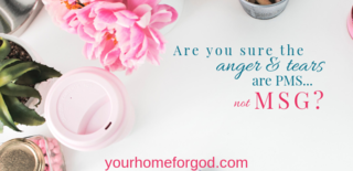 Are You Sure the Anger and Tears are PMS not MSG ,Wendy Gunn, yourhomeforgod.com Are You Sure the Anger and Tears are PMS not MSG ,Wendy Gunn, yourhomeforgod.com